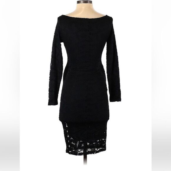 Ingrid & Isabel Maternity Black Lace Boatneck Bodycon Long Sleeve Midi Dress XS - Picture 2 of 8